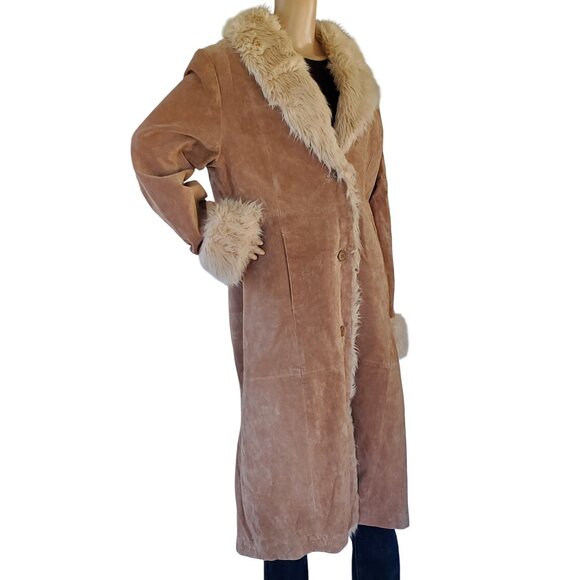 VTG 90s WILSON'S LEATHER COAT Women's XL Maxima Y2K Penny Lane Faux Fur Lined - Picture 7 of 14